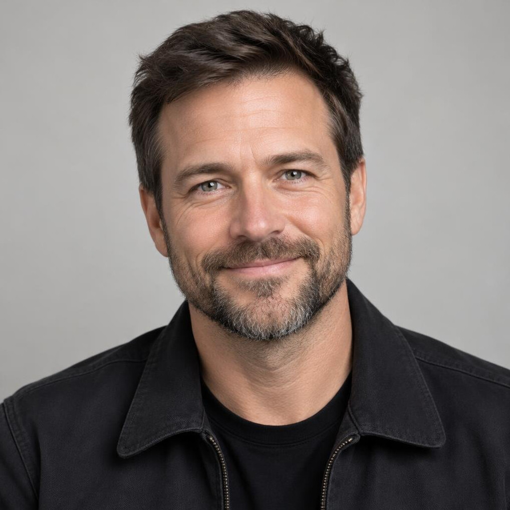 Portrait of a bearded man in a casual jacket